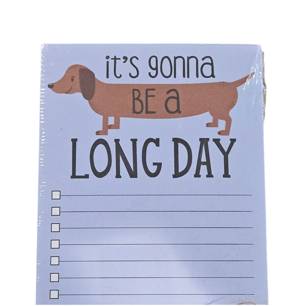 NWT - Emily Dumas - Dachshund Long Day Reminder List Blue Notepad